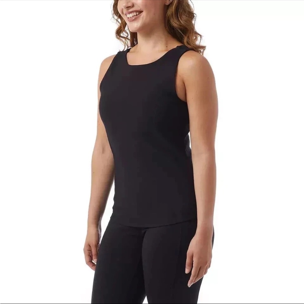 32 Degrees Black Ribbed Sleeveless Crewneck Tank (with bra)- Women - Picture 2 of 5